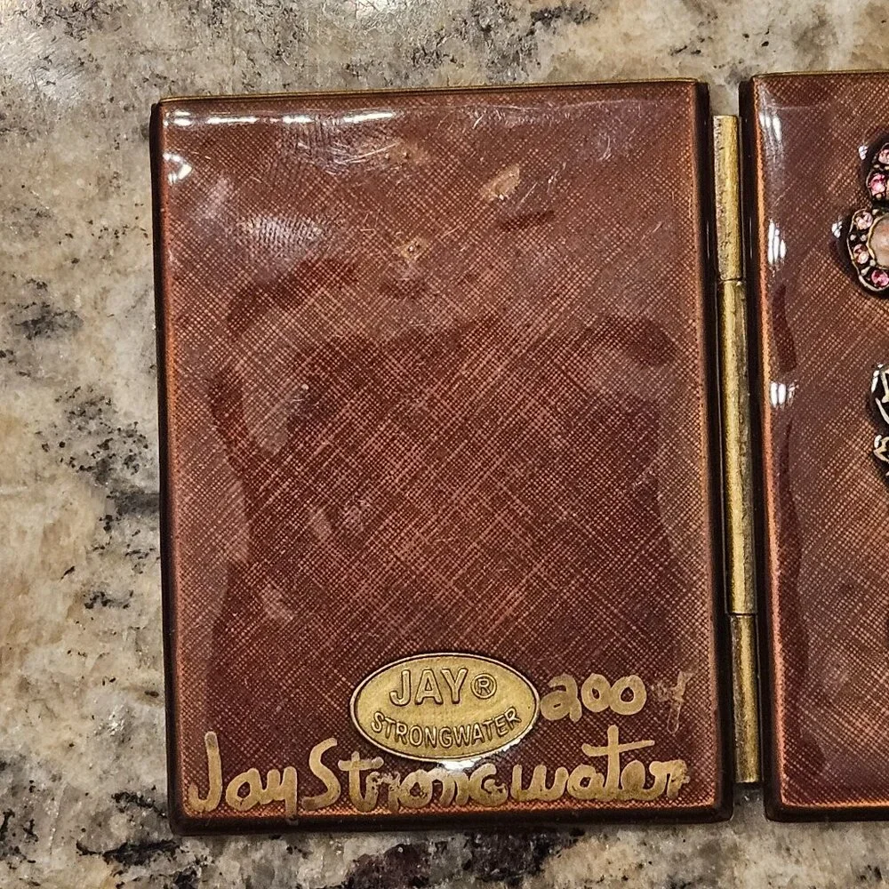 RARE HANDSIGNED JAY STRONGWATER BEE FLOWER TRAVEL FOLDING CRYSTAL ENAMEL FRAME